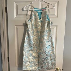 Turquoise  and Silver Patterned Lilly Pulitzer Dress size 14